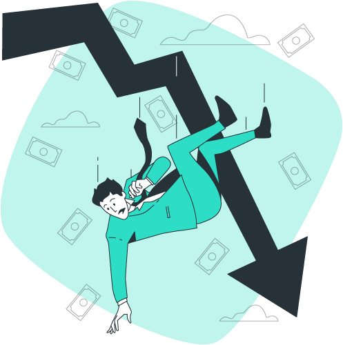 A cartoon of a man falling down